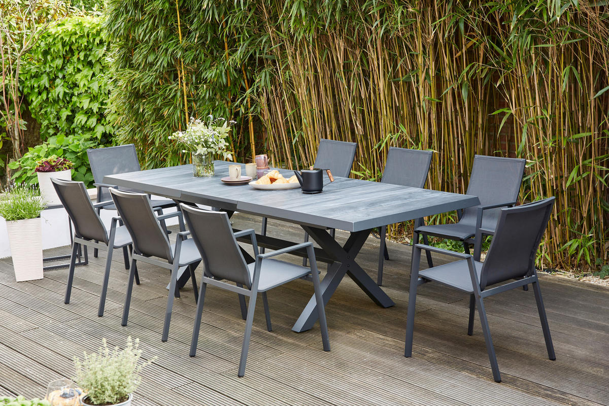 GARTENTISCH 200-265/100/77 cm Metall rechteckig  - Schieferfarben/Anthrazit, Basics, Keramik/Metall (200-265/100/77cm) - Siena Garden