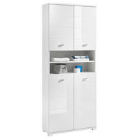 HÖGSKÅP  - vit/silver, Basics, trämaterial/plast (76/190/31cm) - Livetastic