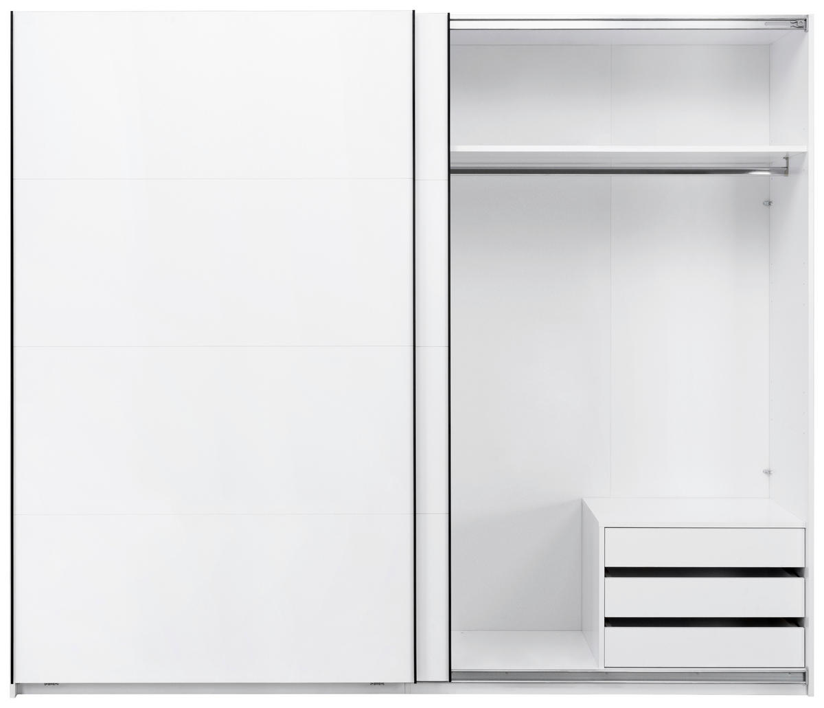 SCHIEBETÜRENSCHRANK 250/211,5/61,5 cm 2-türig Weiß  - Schwarz/Weiß, MODERN, Holzwerkstoff/Metall (250/211,5/61,5cm) - MID.YOU