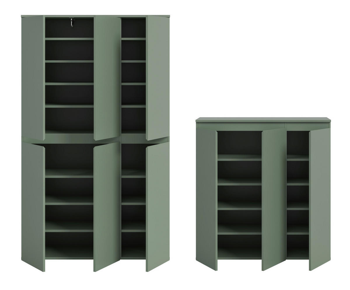 GARDEROBENSCHRANK  in 235/175/37 cm  - Schwarz/Graugrün, Design, Holzwerkstoff/Kunststoff (235/175/37cm) - Livetastic