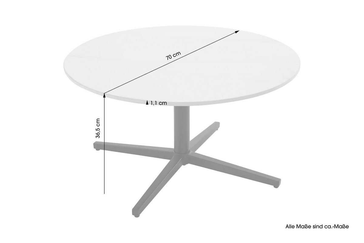 COUCHTISCH in Metall, Stein  - Schwarz/Weiß, Design, Stein/Metall (70/36,5/70cm) - MID.YOU