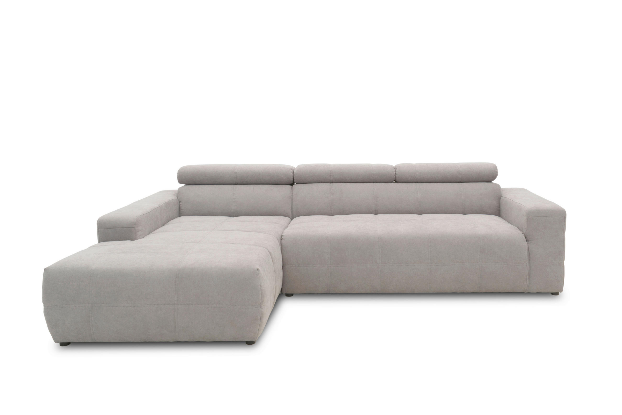 ECKSOFA Silberfarben Mikrofaser Kopfteilverstellung, Sitzvorzug  - Silberfarben/Schwarz, Design, Kunststoff/Textil (175/285cm) - MID.YOU