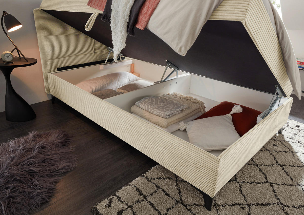 BOXBETT 120/200 cm  in Creme  - Creme, MODERN, Holzwerkstoff/Kunststoff (120/200cm) - MID.YOU