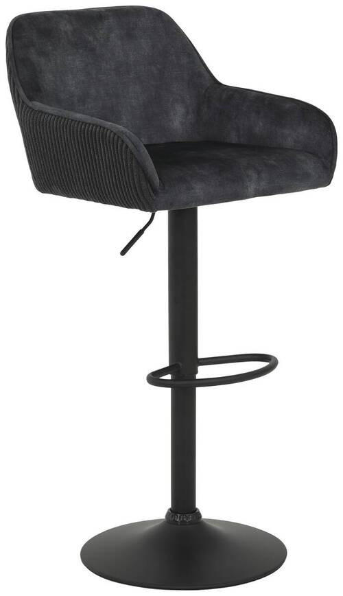 BARHOCKER Cord, Mikrofaser Anthrazit Stahl Sitzfläche 360° drehbar  - Anthrazit, Design, Textil/Metall (51/87-108/52cm) - Boxxx