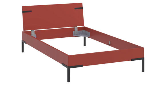 BETT 120/200 cm,  in Koralle,  - Koralle/Schwarz, Design, Metall (120/200cm) - Xora