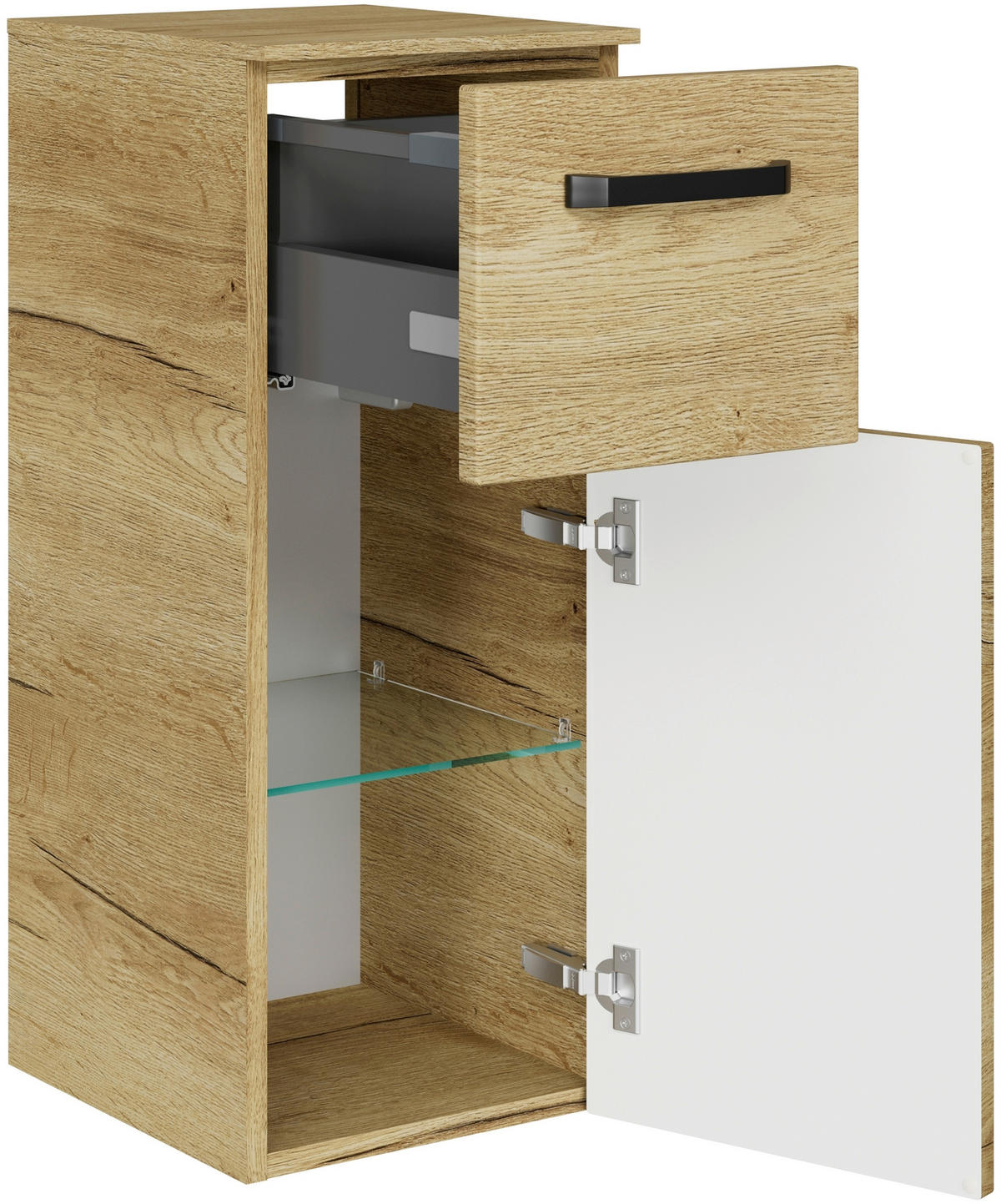 UNTERSCHRANK 30/73/33 cm   - Eichefarben/Schwarz, KONVENTIONELL, Glas/Holzwerkstoff (30/73/33cm) - Sadena