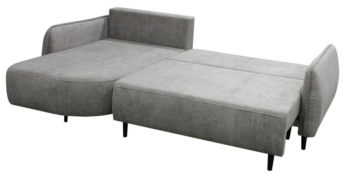 ECKSOFA MURANO Grau Chenille Zierkissen, Rückenkissen, Bettkasten  - Schwarz/Grau, Design, Holz/Textil (167/242cm) - MID.YOU