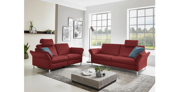 2,5-SITZER in Leder Bordeaux - Bordeaux/Alufarben, Design, Leder/Metall (164cm) - Dieter Knoll
