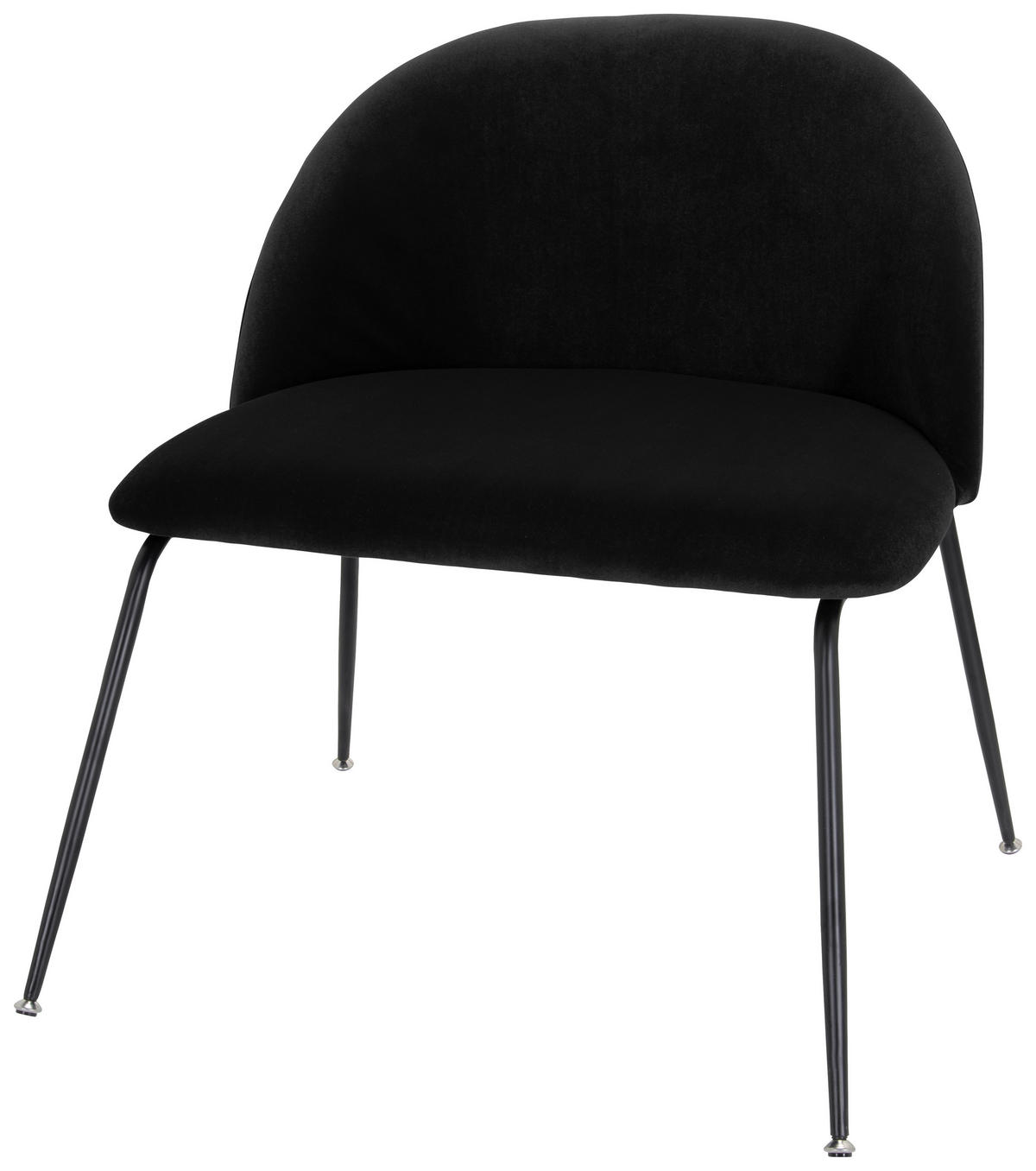 STUHL Samt Schwarz  - Schwarz, Basics, Textil/Metall (72/80/65cm) - MID.YOU