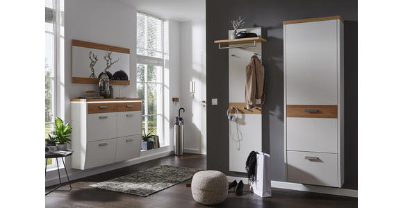 HÄNGEELEMENT in Weiß, Eichefarben - Eichefarben/Silberfarben, Design, Holz/Holzwerkstoff (92/42/31cm) - Dieter Knoll