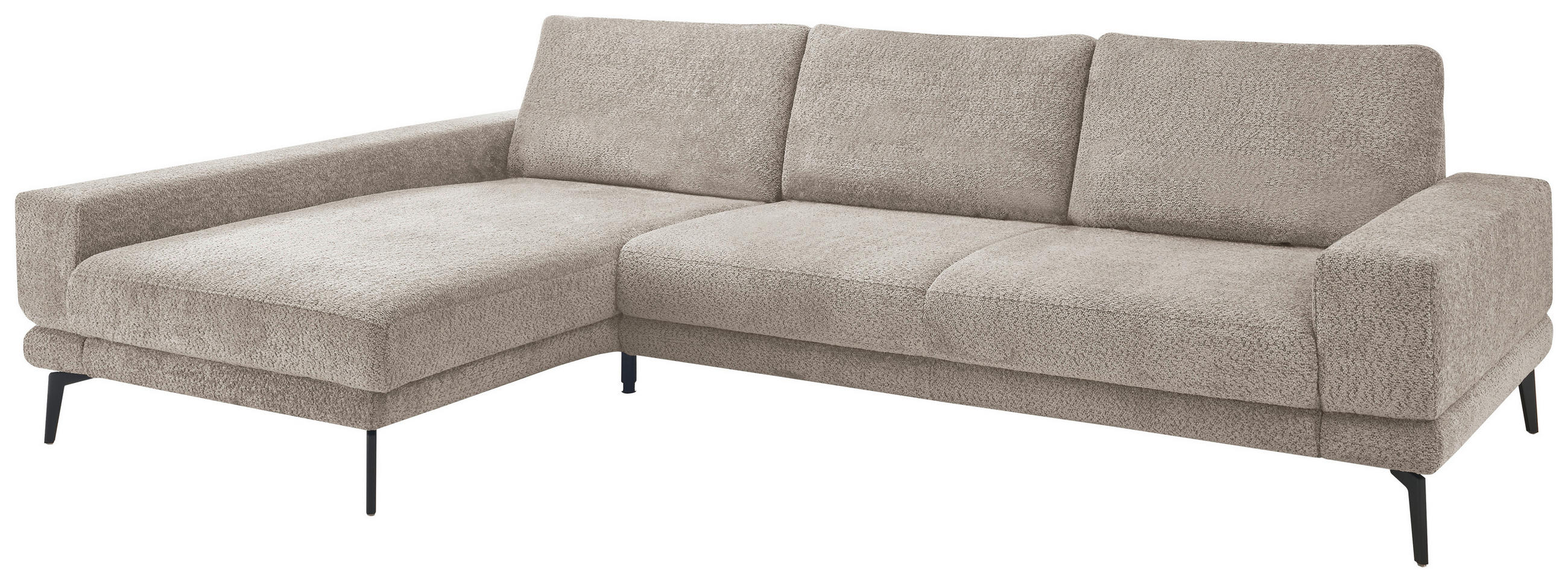 ECKSOFA Grau Chenille  - Schwarz/Grau, KONVENTIONELL, Textil/Metall (184/294cm) - SetOne by Musterring