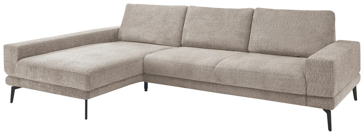 ECKSOFA Grau Chenille  - Schwarz/Grau, KONVENTIONELL, Textil/Metall (184/294cm) - SetOne by Musterring