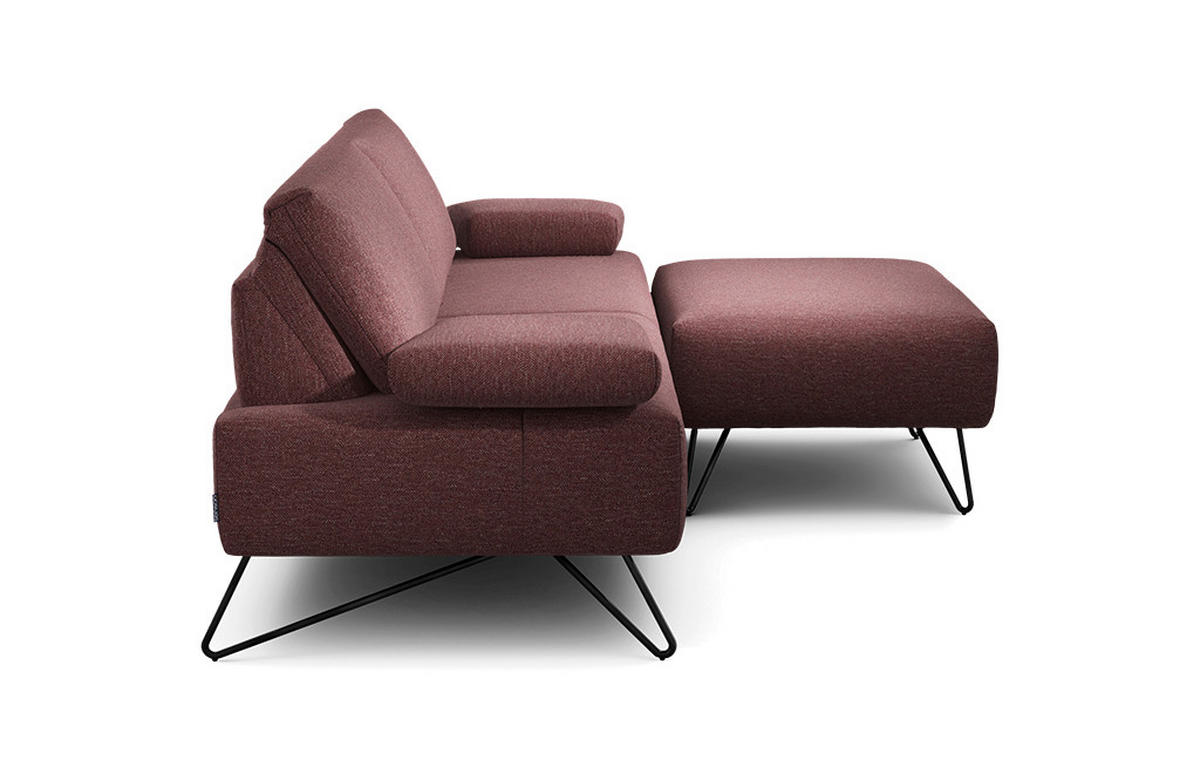 2,5-SITZER Chenille Rot  - Rot/Schwarz, Design, Textil/Metall (204-234/85/86-94cm) - SENSOO