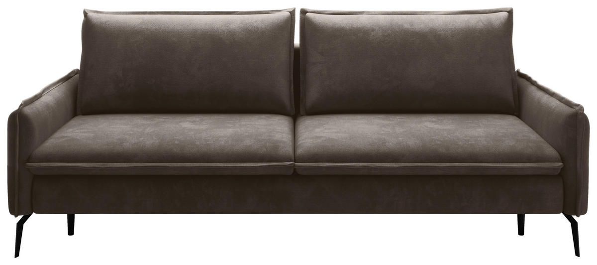 SCHLAFSOFA Chenille Mokka  - Schwarz/Mokka, KONVENTIONELL, Textil/Metall (223/89/107cm) - Carryhome