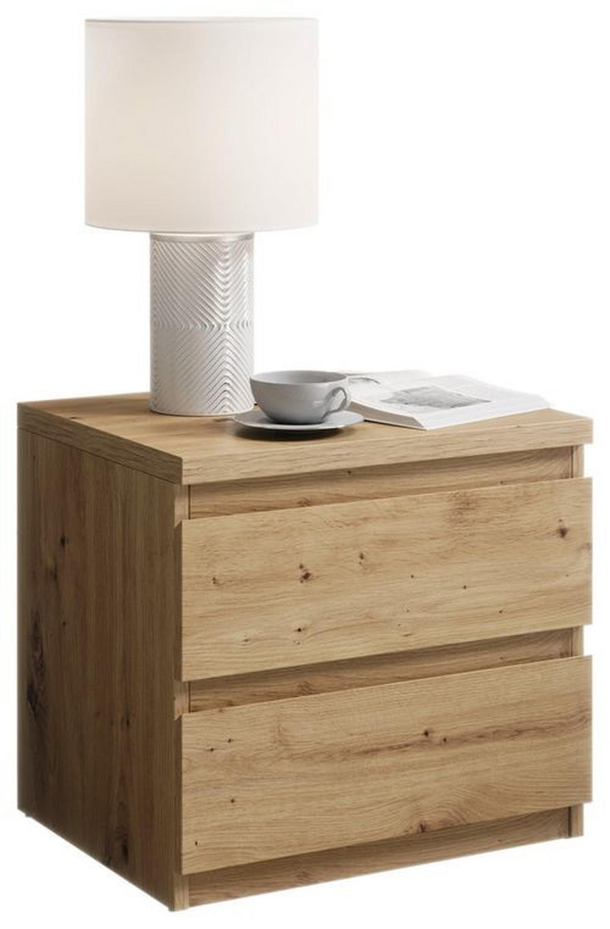 NACHTSCHRANK 45/43,6/38 cm  - Eichefarben/Schwarz, Basics, Holzwerkstoff/Kunststoff (45/43,6/38cm) - MID.YOU