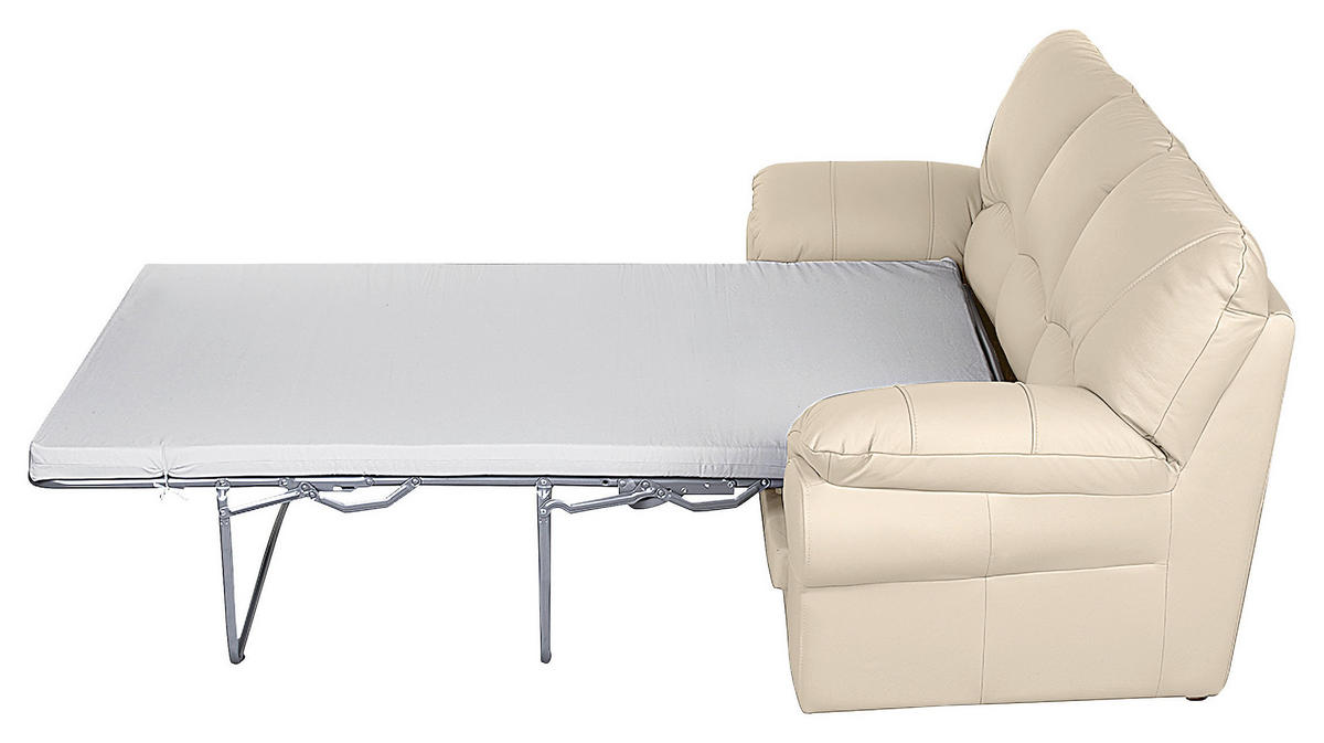 SCHLAFSOFA in Leder Beige  - Beige/Schwarz, Design, Leder/Kunststoff (205/92/85cm) - Livetastic