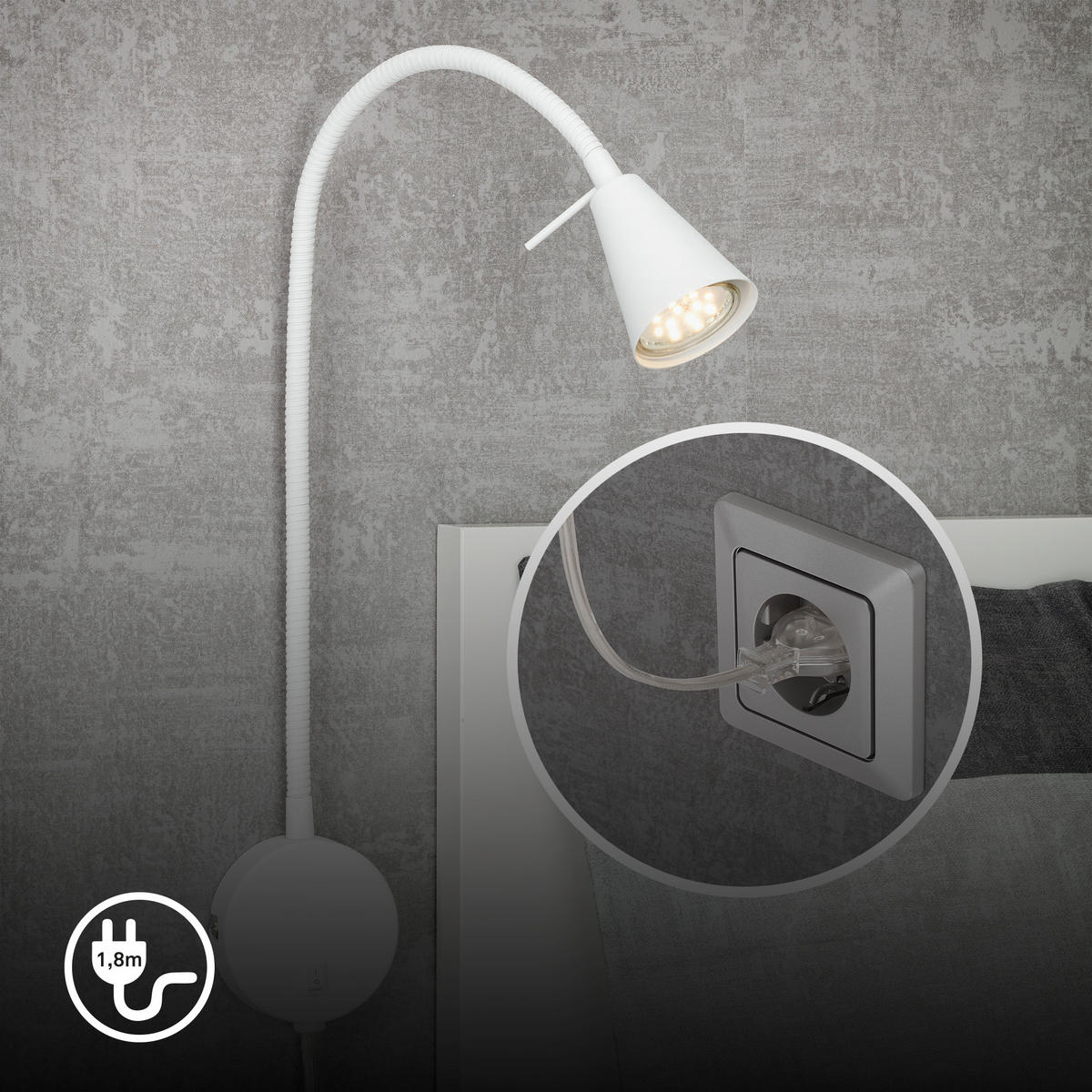 LED-WANDLEUCHTE 8/45 cm   - Weiß, KONVENTIONELL, Metall (8/45cm) - Briloner