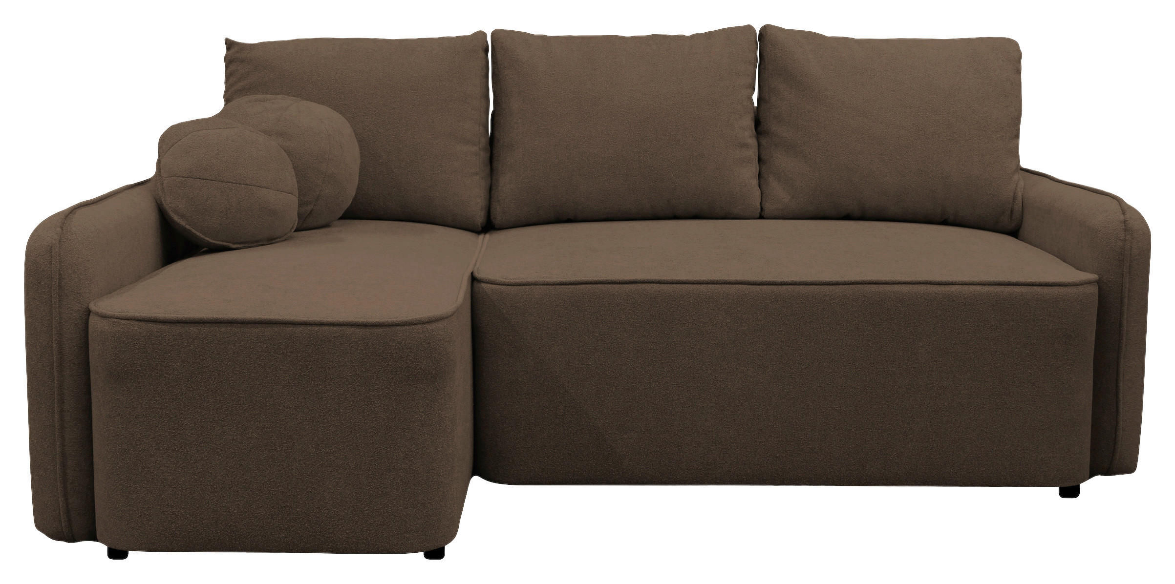ECKSOFA Braun Struktur, Bouclé  - Schwarz/Braun, Design, Kunststoff/Textil (143/209cm) - MID.YOU