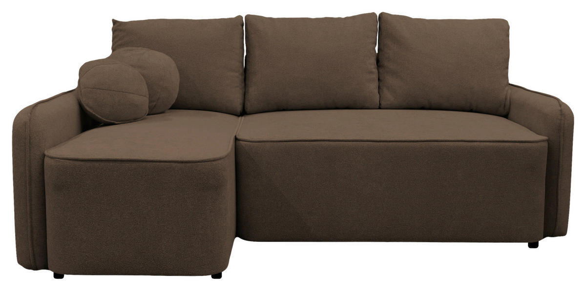 ECKSOFA Braun Struktur, Bouclé  - Schwarz/Braun, Design, Kunststoff/Textil (143/209cm) - MID.YOU