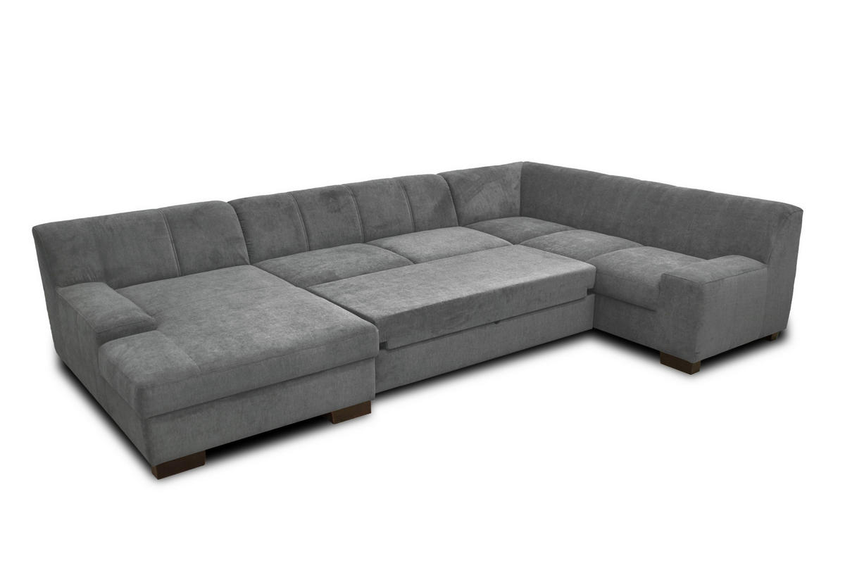 WOHNLANDSCHAFT Dunkelgrau Webstoff  - Wengefarben/Dunkelgrau, Design, Holz/Textil (153/328/212cm) - MID.YOU