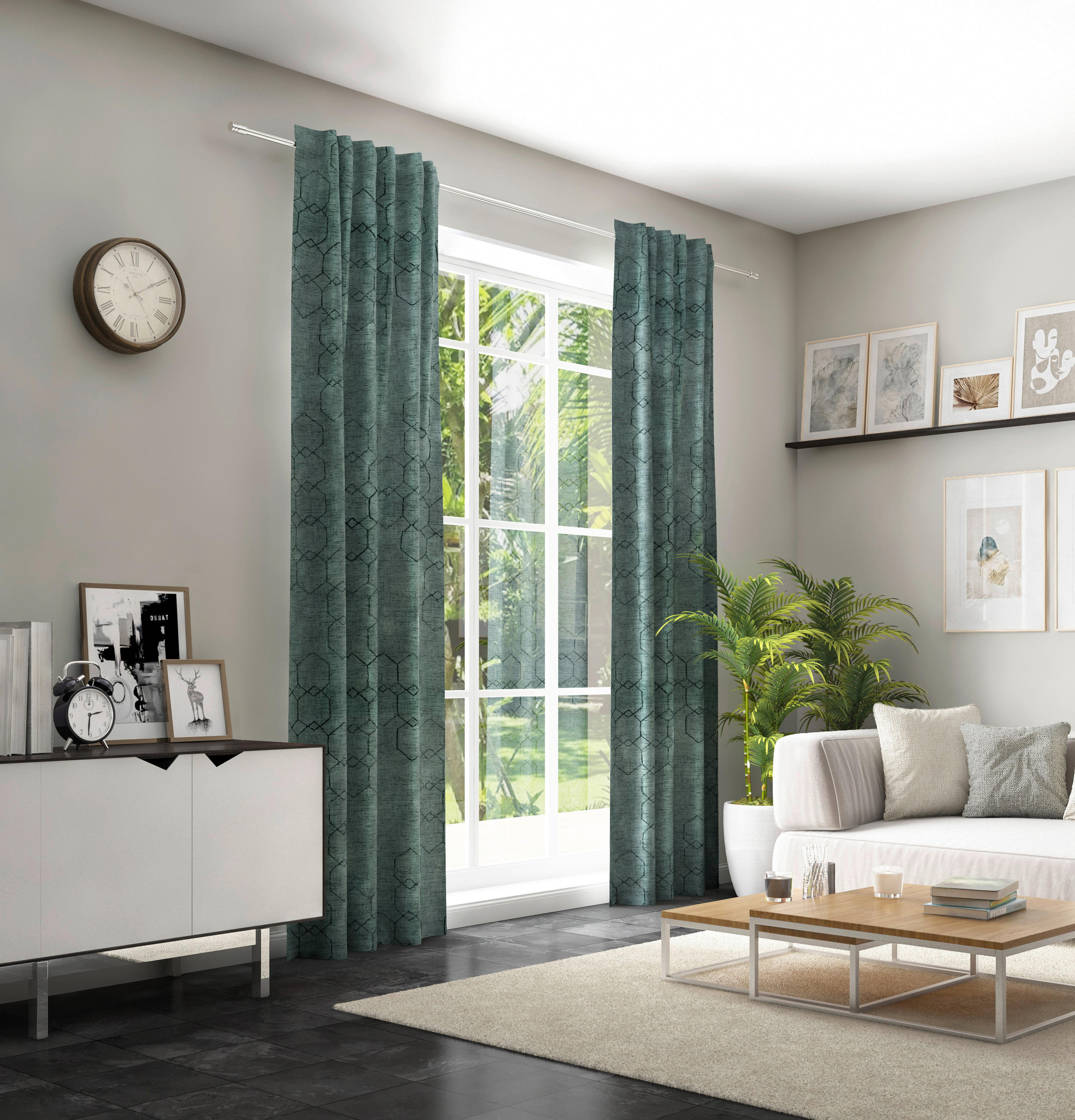 VORHANGSTOFF per lfm blickdicht  - Grün, Design, Textil (154cm) - Esposa
