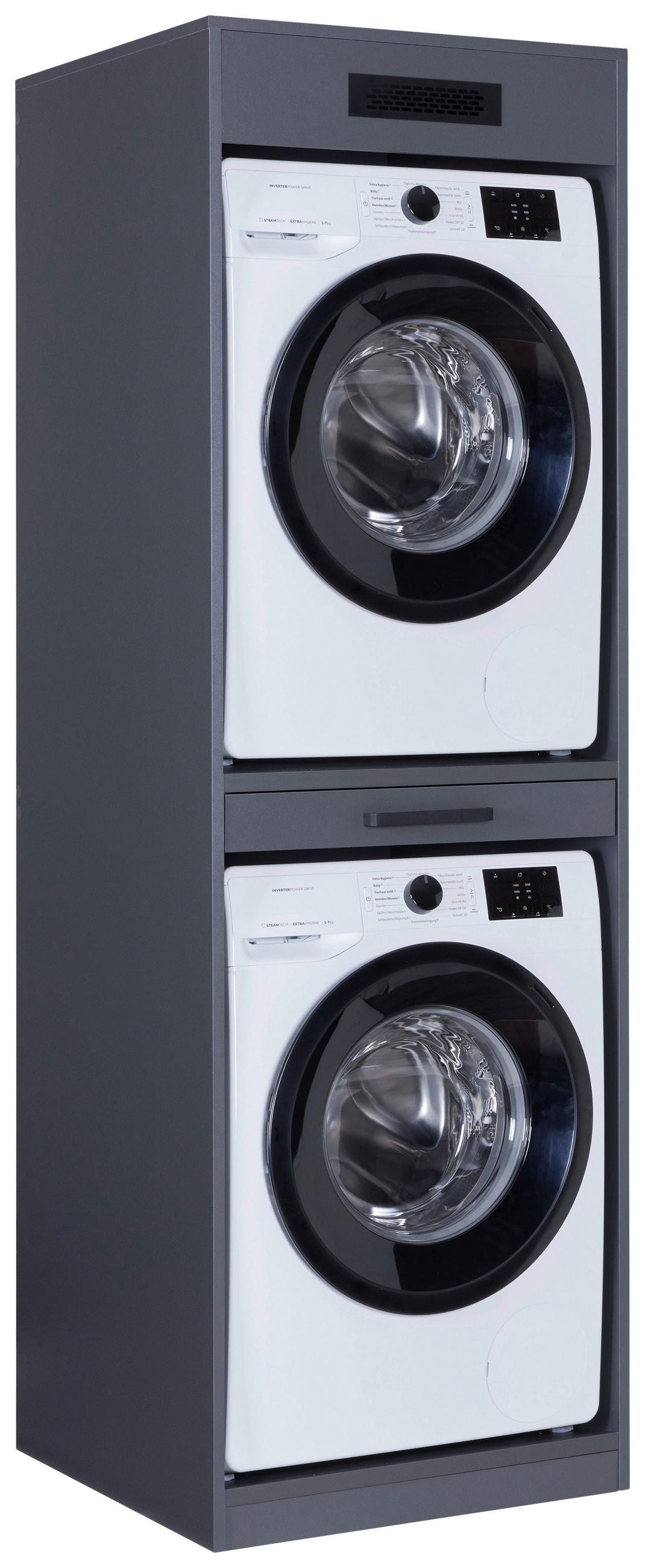 WASCHMASCHINENSCHRANK 67/208/68 cm  in Anthrazit  - Anthrazit/Schwarz, MODERN, Holzwerkstoff/Metall (67/208/68cm) - home24