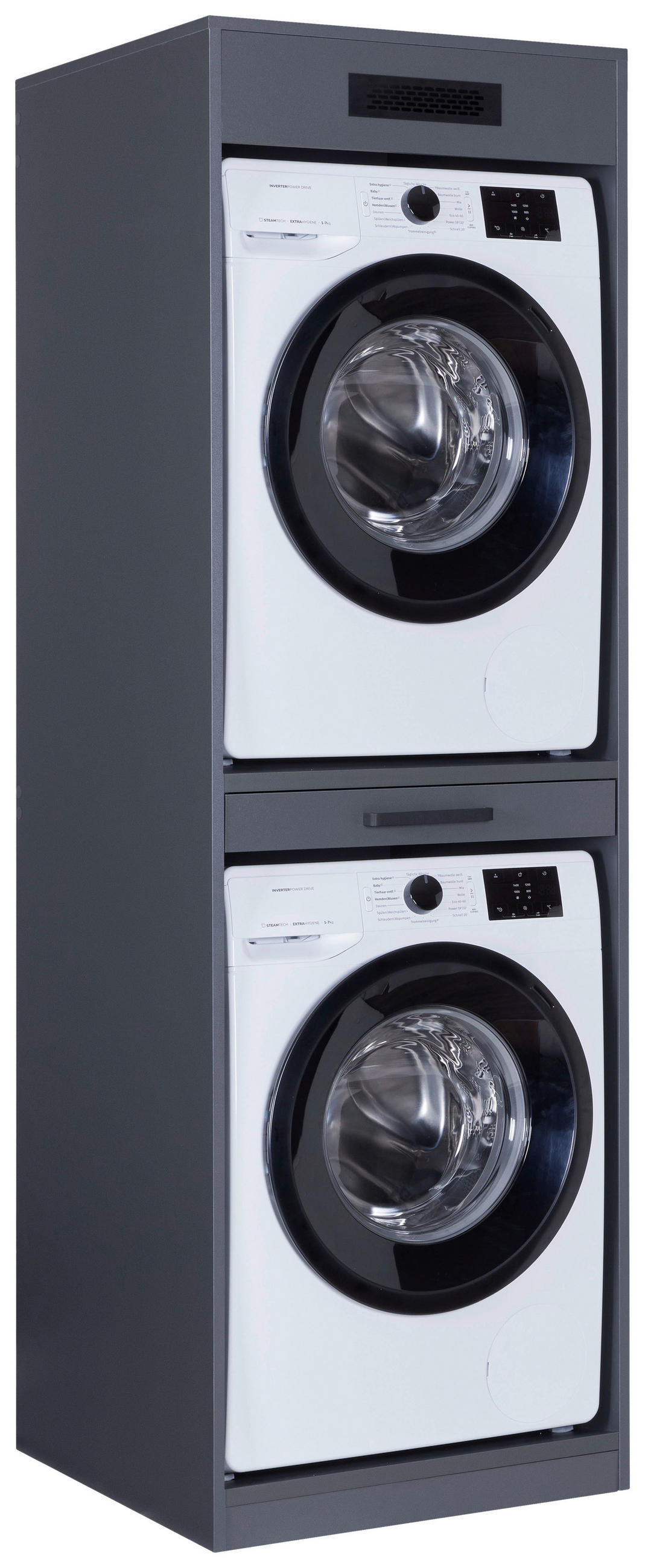 WASCHMASCHINENSCHRANK 67/208/68 cm  in Anthrazit  - Anthrazit/Schwarz, MODERN, Holzwerkstoff/Metall (67/208/68cm) - home24