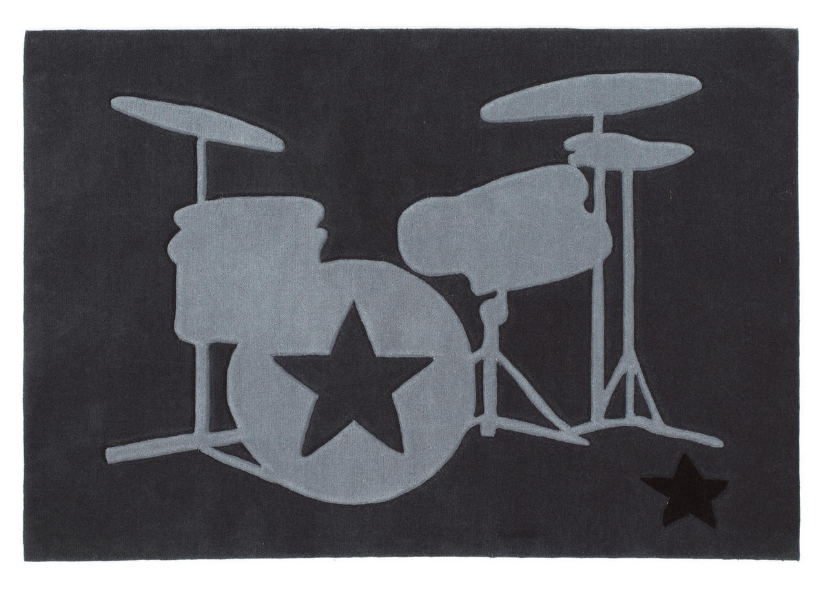 KINDERTEPPICH 130/190 cm Rock Star  - Dunkelgrau/Hellgrau, Trend, Naturmaterialien/Textil (130/190cm)