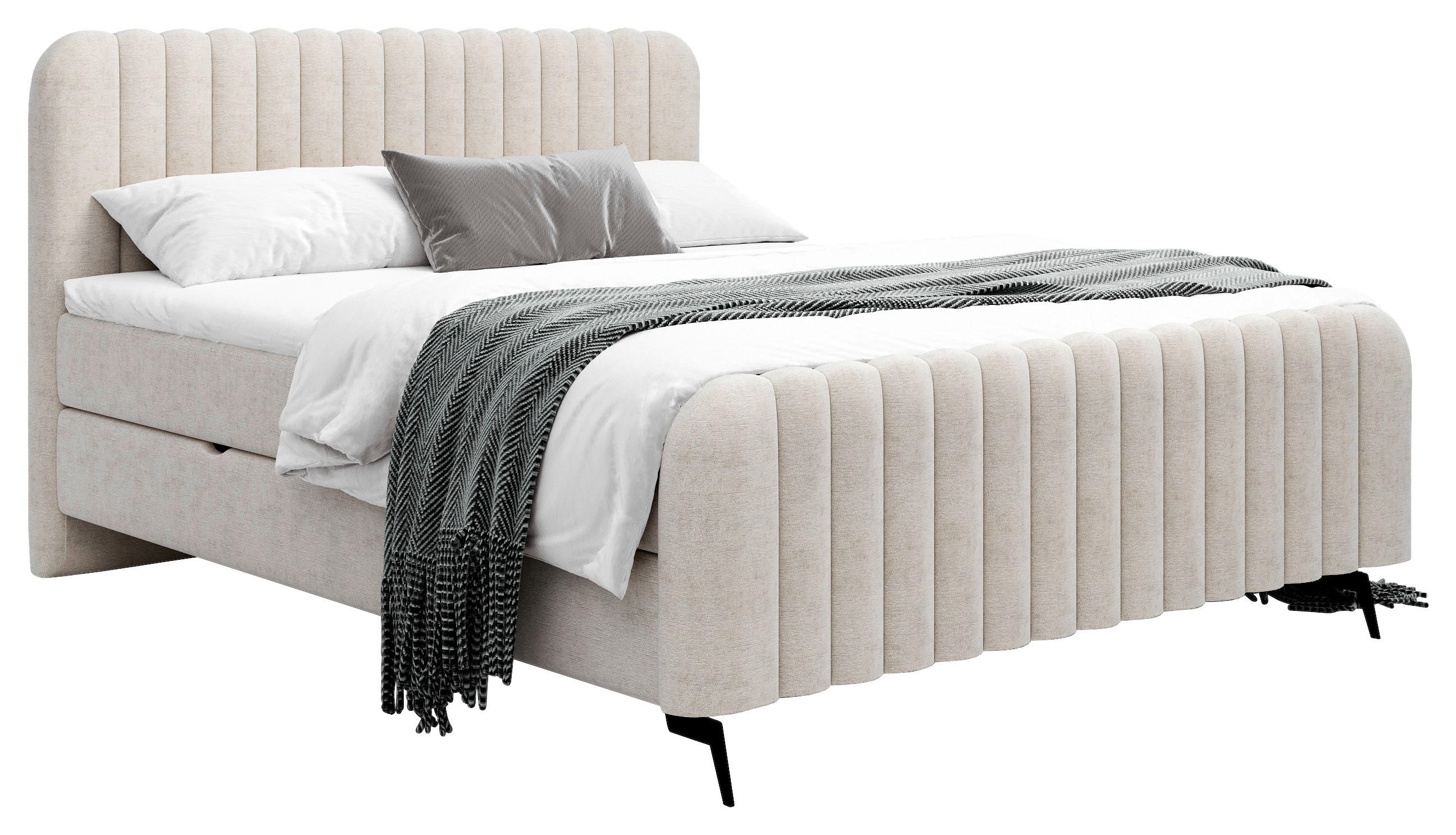 MID.YOU KONTINENTÁLNÍ POSTEL, 180/200 cm, dřevo, textil, kompozitní dřevo, béžová