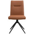 STUHL Echtleder Schwarz, Cognac  - Cognac/Schwarz, Trend, Leder/Metall (47/89/62cm) - Novel