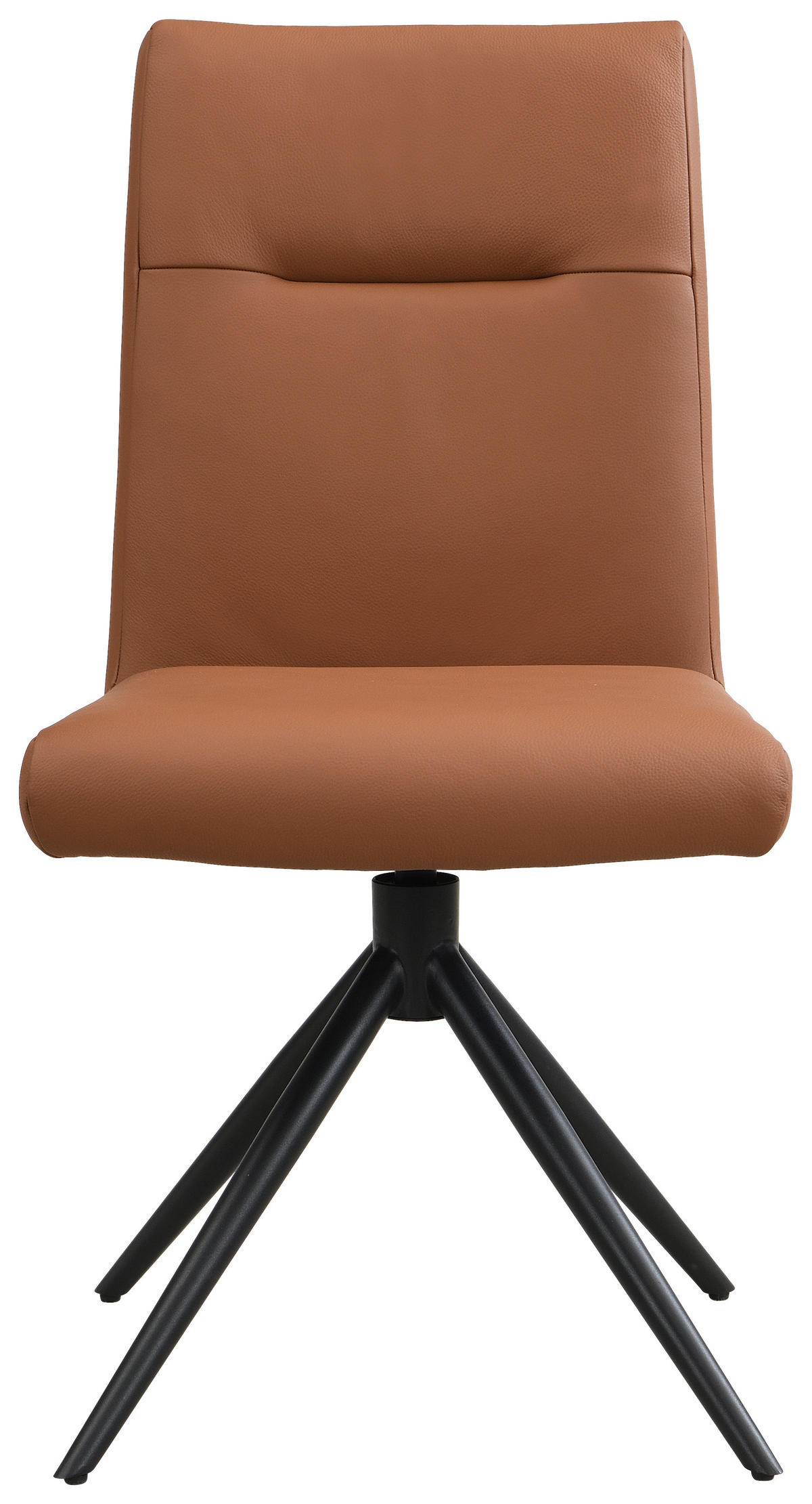 STUHL Echtleder Schwarz, Cognac  - Cognac/Schwarz, Trend, Leder/Metall (47/89/62cm) - Novel