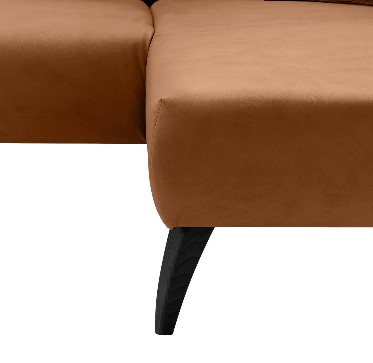 ECKSOFA in Lederlook Cognac  - Cognac/Schwarz, Modern, Holz/Textil (264/160cm) - Livetastic