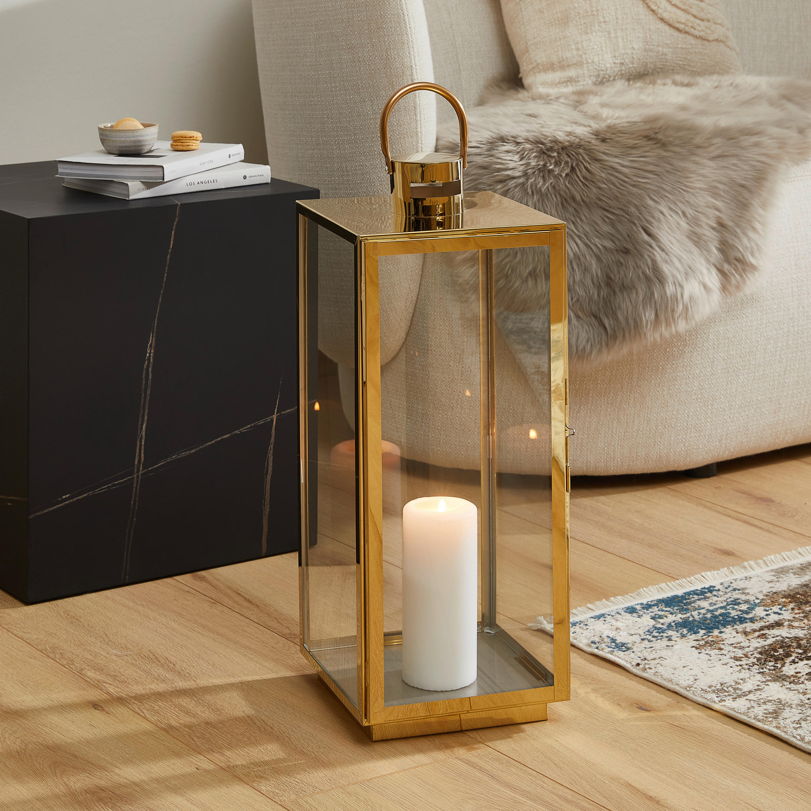 LATERNE - Goldfarben, LIFESTYLE, Glas/Metall (23,5/56/22cm) - Ambia Home