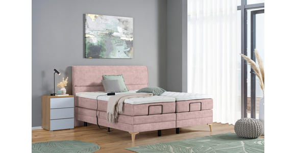 BOXSPRINGBETT 180/200 cm in Altrosa - Eichefarben/Altrosa, KONVENTIONELL, Holz/Textil (180/200cm) - Voleo