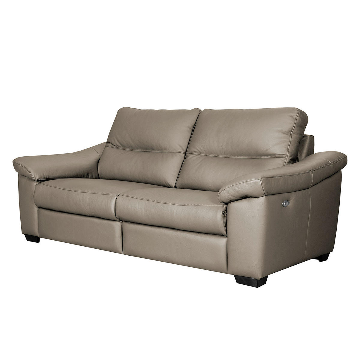 2,5-SITZER  in Echtleder Grau   - Schwarz/Grau, Design, Leder/Holz (214/97/97cm) - Livetastic