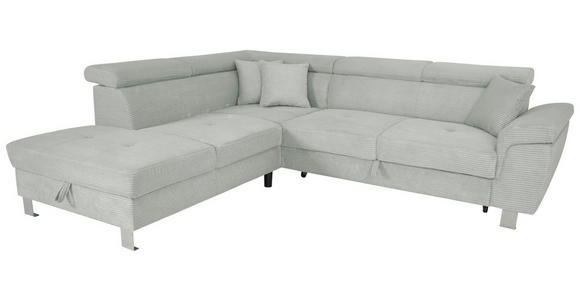 ECKSOFA inkl. Funktionen Grau Cord - Silberfarben/Grau, Design, Textil/Metall (226/257cm) - Xora