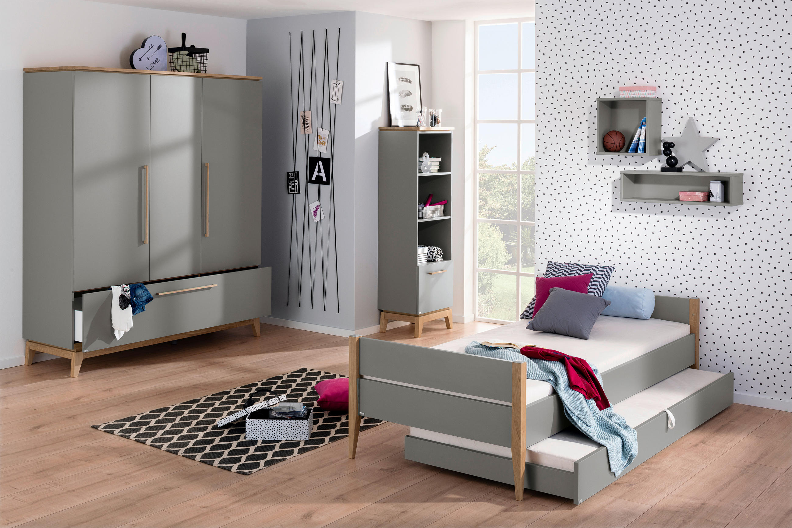 BETT 90/200 cm  in Grau, Eichefarben  - Eichefarben/Grau, MODERN, Holz/Holzwerkstoff (90/200cm) - Paidi