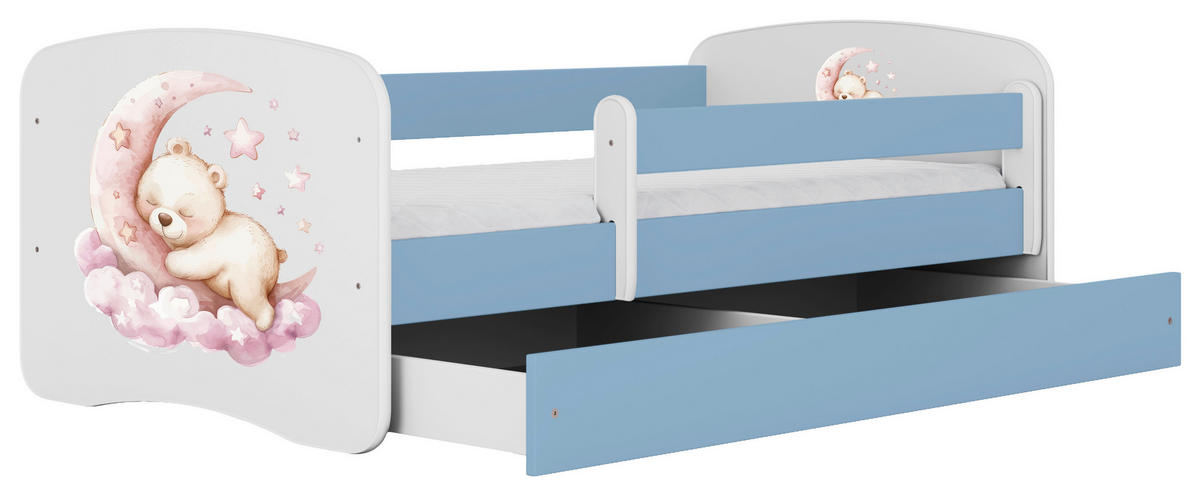 KINDER-/JUNIORBETT 80/160 cm  in Blau, Weiß  - Blau/Birkefarben, MODERN, Holz/Holzwerkstoff (80/160cm) - MID.YOU