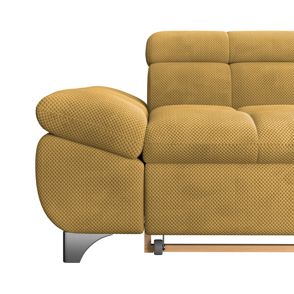 ECKSOFA Senfgelb Chenille  - Chromfarben/Senfgelb, KONVENTIONELL, Textil/Metall (312/234cm) - Livetastic