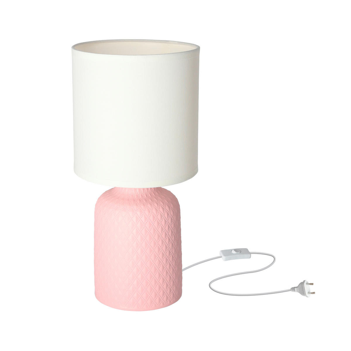 BORDSLAMPA 15/15/32 cm   - vit/pink, Basics, metall/textil (15/15/32cm)