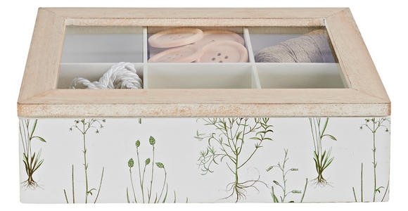 DEKOBOX    23/7/16 cm  - Naturfarben/Weiß, Trend, Glas/Holz (23/7/16cm) - Ambia Home