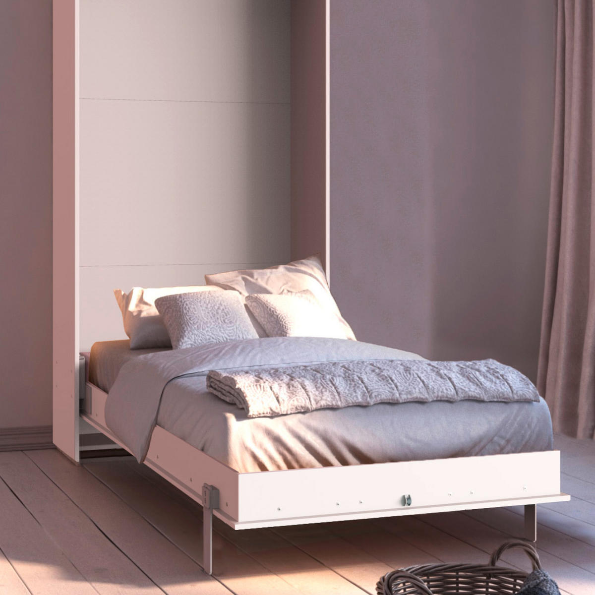 ZIDNI KREVET 90/200 cm   - bijela, Konvencionalno, drvni materijal/metal (90/200cm) - MID.YOU
