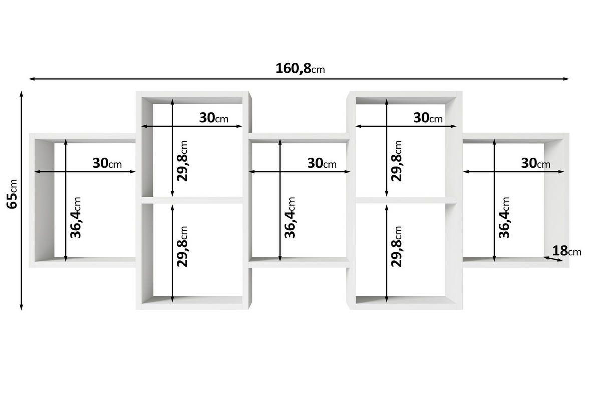 NÁSTĚNNÝ REGÁL, Sonoma dub, 160,8/65/18 cm - Sonoma dub, Basics, kompozitní dřevo (160,8/65/18cm)