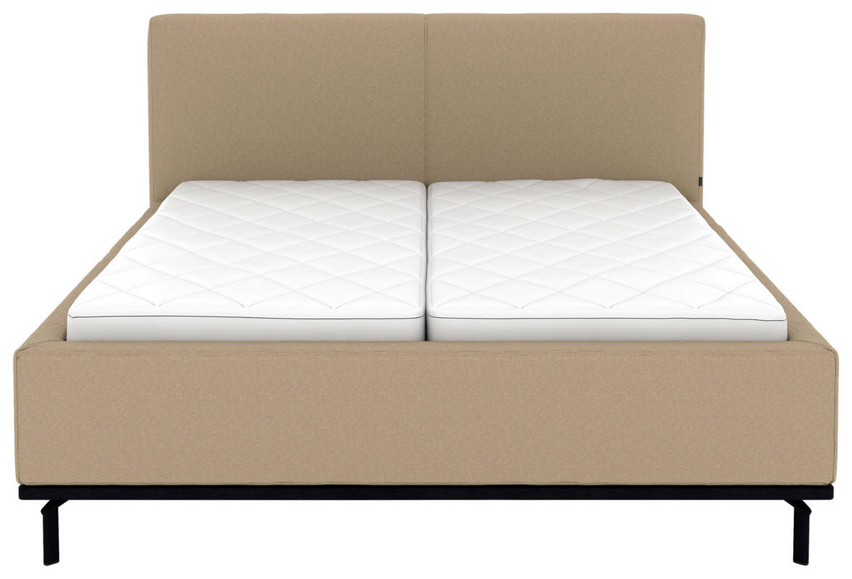 POLSTERBETT Matratze, Lattenrost, Bettkasten 180/200 cm  in Beige  - Beige/Graphitfarben, Design, Holz/Textil (180/200cm) - Musterring