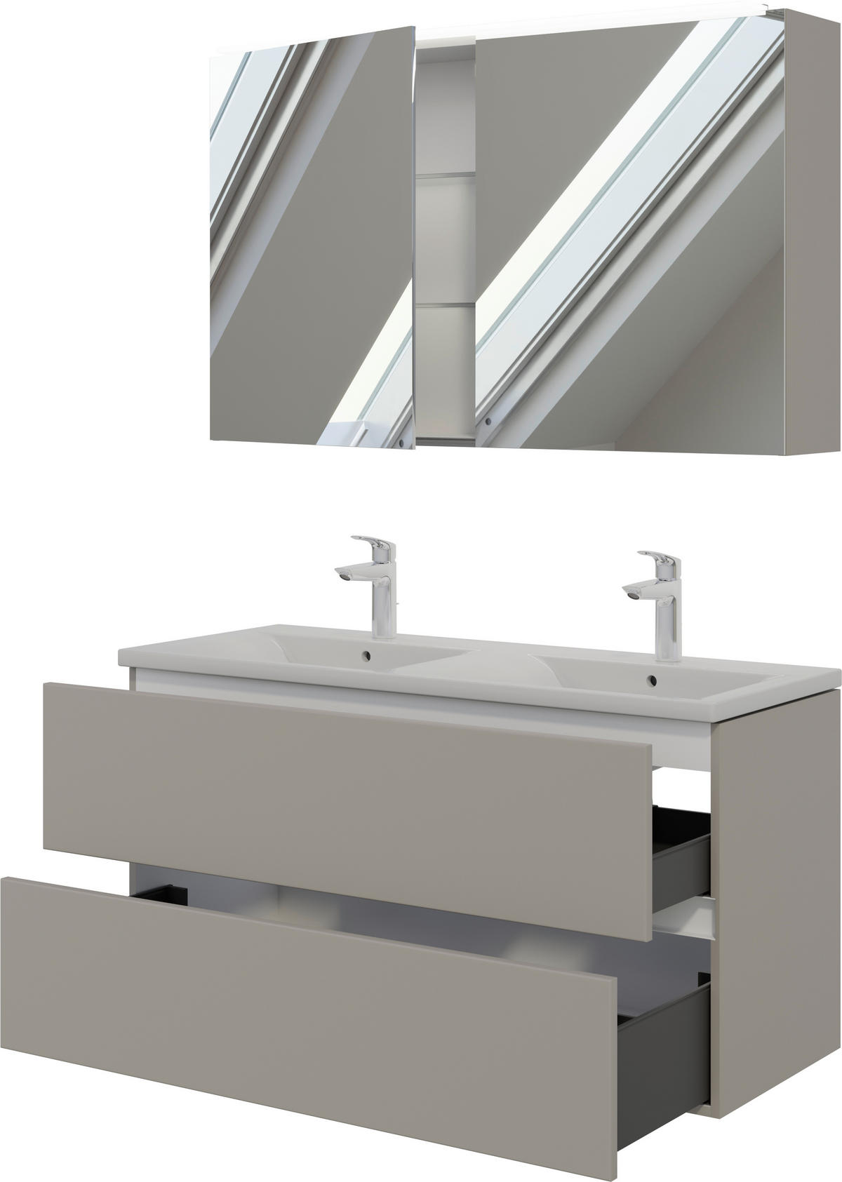 BADEZIMMER 3-teilig  in 121 cm  - Beigebraun/Weiß, MODERN, Glas/Keramik (121cm) - Celina Home