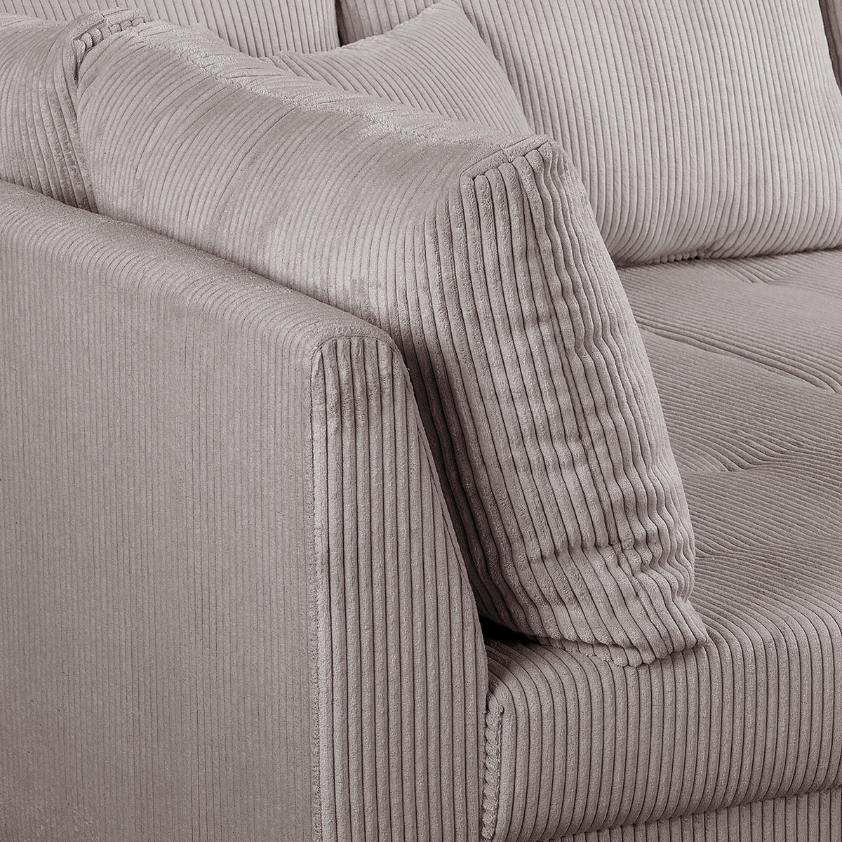 ECKSOFA inkl. Hocker Ariella Grau Cord  - Naturfarben/Grau, Design, Holz/Textil (161/231cm) - Livetastic