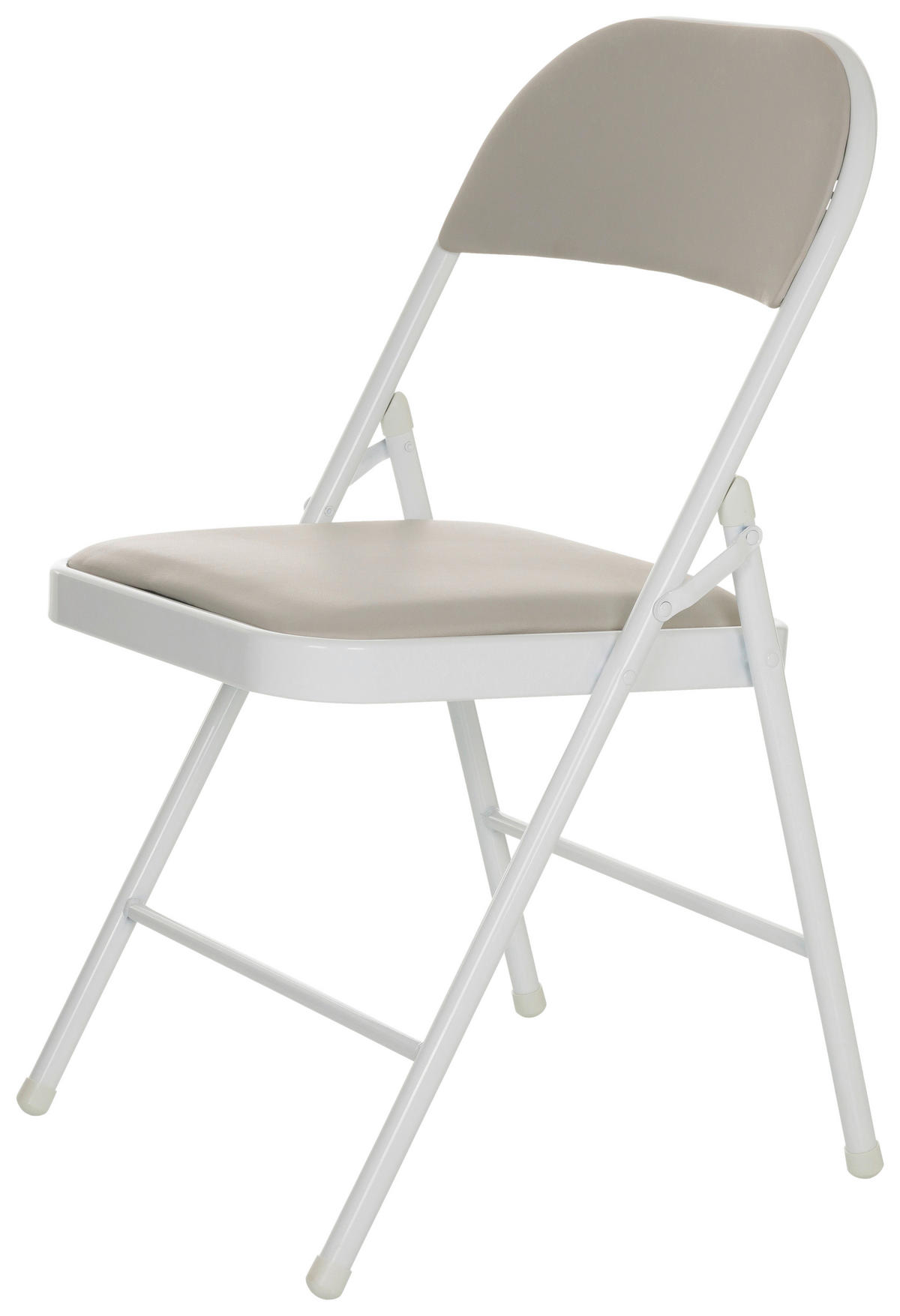KLAPPSTUHL in Leder Grau  - Weiß/Grau, Basics, Leder/Metall (44/80/49cm) - MID.YOU