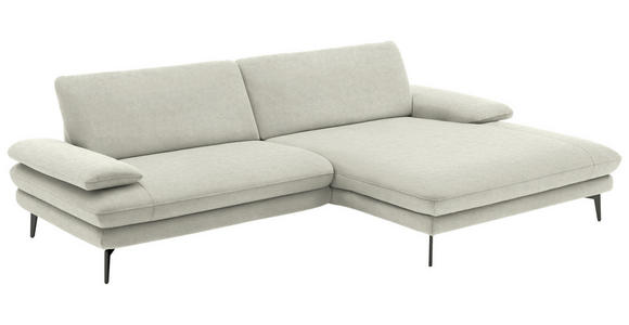 ECKSOFA in Velours Ecru 284/184 cm - Ecru/Schwarz, Design, Textil/Metall (284/184cm) - Dieter Knoll