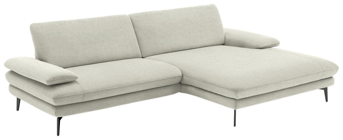 ECKSOFA in Velours Ecru  - Ecru/Schwarz, Design, Textil/Metall (284/184cm) - Dieter Knoll