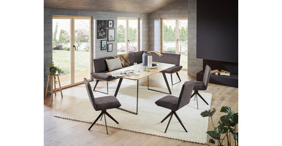 ECKBANK 243/163 cm in Schwarz, Eichefarben, Dunkelbraun - Eichefarben/Dunkelbraun, Design, Holz/Textil (243/163cm) - Voleo